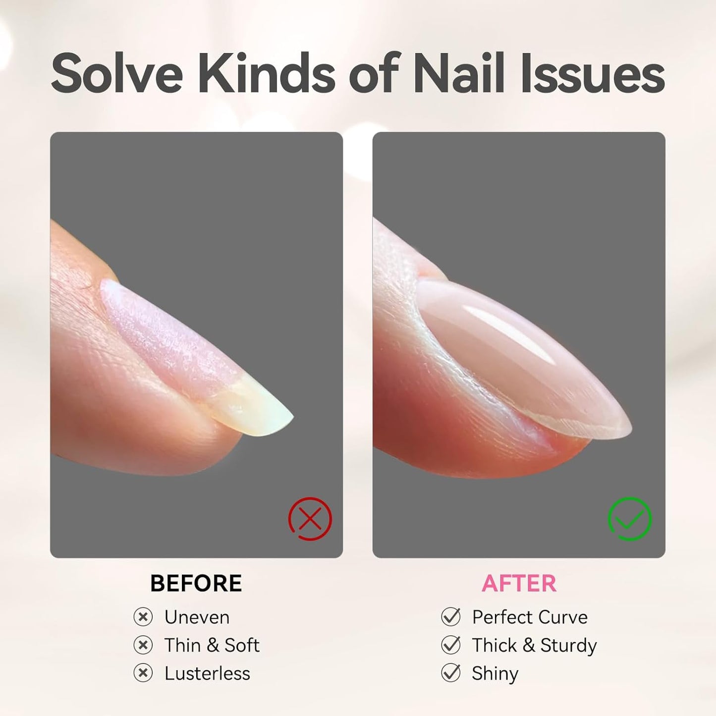 BORN PRETTY Builder Gel for Nails, 8-in-1 Extension Gel Strengthener Gel Hard Builder Nail Gel Base Top Gel, Natural Nude Gel Builder Rhinestone Nail Glue Gel in A Bottle 15ML