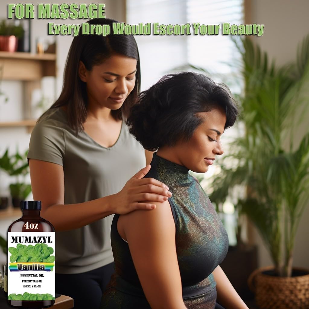 Vanilla Essential Oil, Vanilla Oil 4 Fl Oz 120ML for Diffuser Humidifier Yoga Cleaning DIY Candle Soap Making Essential Oils