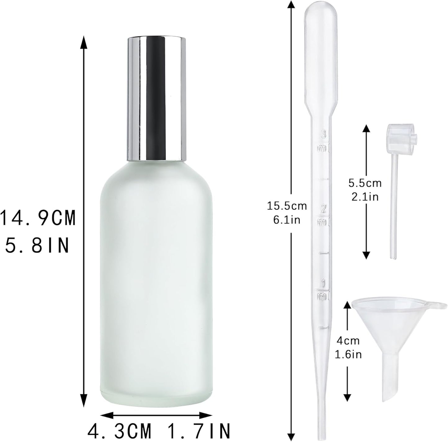 YU FENG Perfume Bottles Empty Glass Refillable Atomizer 3 Pack 100ml/3.4oz