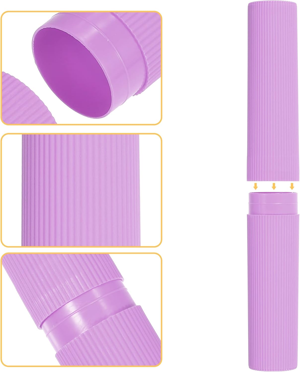 VOCOSTE 1 Pcs, Vertical Stripe Toothbrush Case, Plastic, Traveling Toothbrush Holders Case, Travel Business, Purple, 7.87"x1.18"