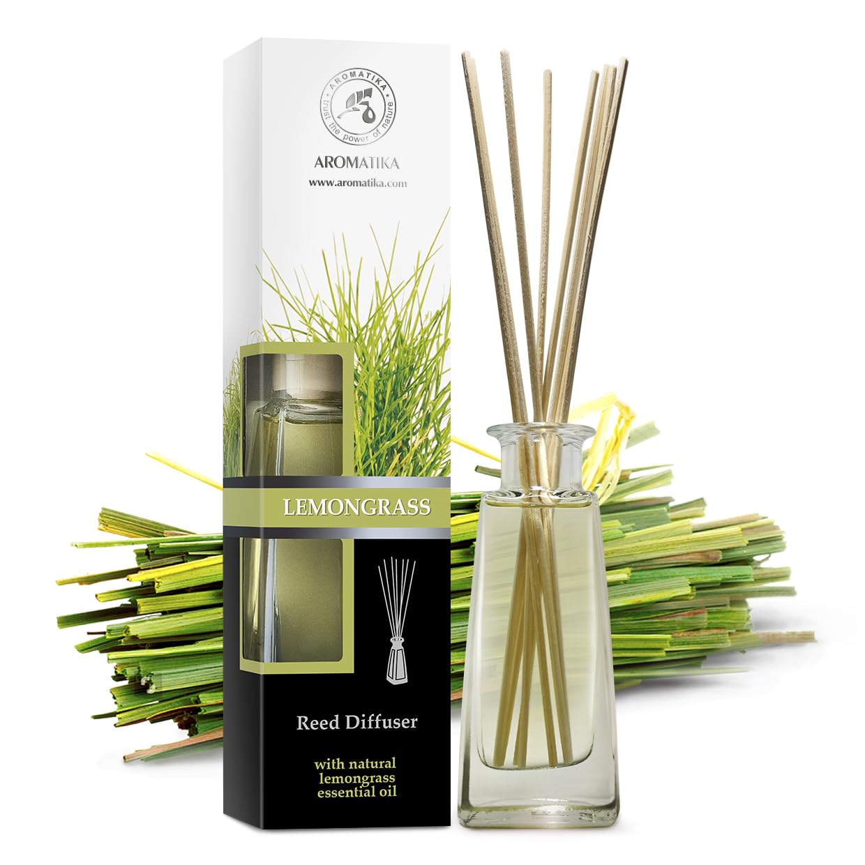 Lemongrass Oil Diffuser - Scented Reed Diffuser - Alcohol Free - Gift Set - Best for Aromatherapy - Room Air Freshener