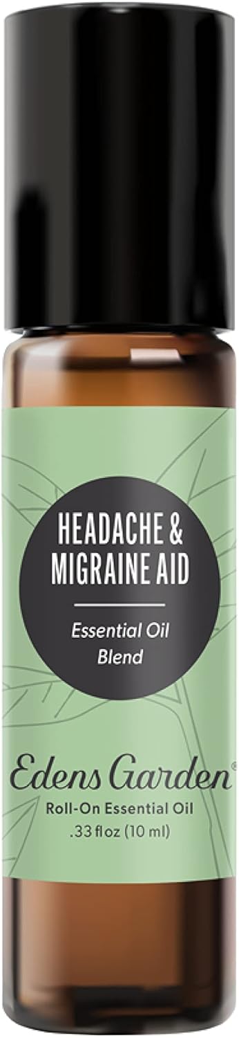 Edens Garden Headache & Migraine Aid Essential Oil Roll-On Blend- 100% Pure Premium Grade, Natural, Therapeutic, Aromatherapy, Kid & Skin Safe, The Best for Tension Pre-Diluted 10 ml (.33 fl oz)