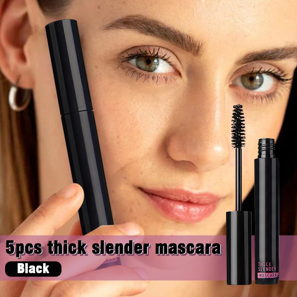 5 Pack Mascara Bulk, Multipack Mini Black Mascara Pack for Women, Waterproof Voluminous Original Volume Building Eyelash Makeup Set, Lengthening, Defining, Curling, Multiplying, Cruelty Free