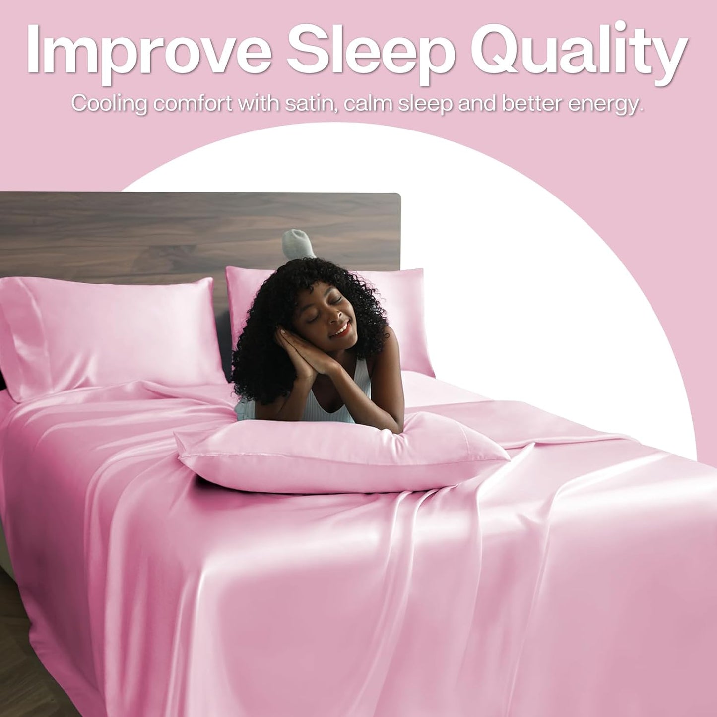 MR&HM Satin Pillowcase for Hair and Skin, Silk Satin Pillowcase 2 Pack, King Size Pillow Cases Set of 2, Silky Pillow Cover with Envelope Closure (20x36, Pink)