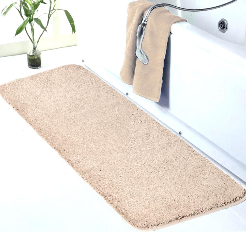 Walensee Large Bathroom Rug (24 x 60, Blush Beige) Extra Soft and Absorbent Shaggy Mat, Machine Washable Microfiber, Non-Slip, Luxury Floor Mat with Rubber Back