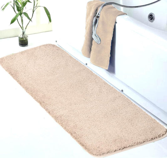 Walensee Large Bathroom Rug (24 x 60, Blush Beige) Extra Soft and Absorbent Shaggy Mat, Machine Washable Microfiber, Non-Slip, Luxury Floor Mat with Rubber Back