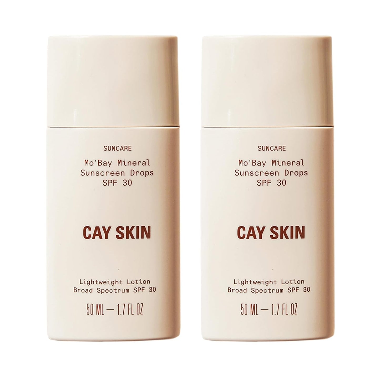 Cay Skin Mo'Bay Mineral Sunscreen Drops SPF 30 – Broad Spectrum Face Sunscreen & Makeup Primer – Lightweight, Moisturizing, Reef Safe Lotion with Natural Finish for All Skin Types – 2-Pack, 1.7 oz.