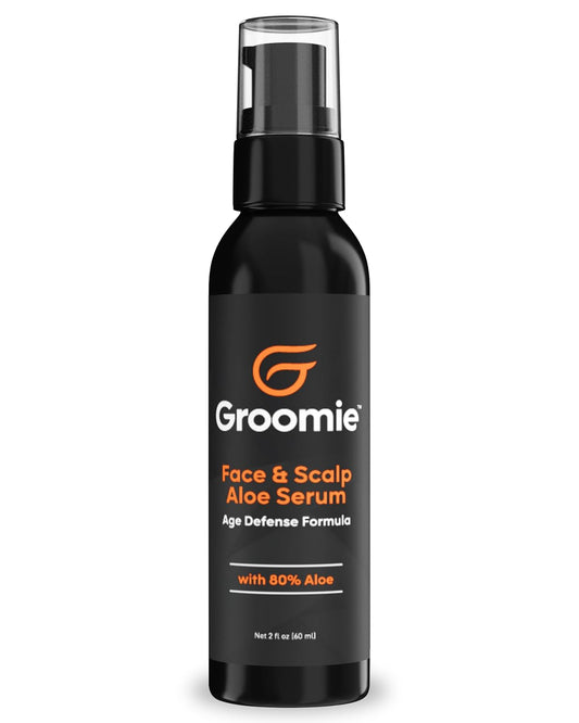Groomie Face & Scalp Aloe Vera Serum - Hydrating, Soothing, and Moisturizing Skincare Formula, Daily Lightweight and Fast Absorbing, After-Shave Care to Keep Skin Hydrated All Day