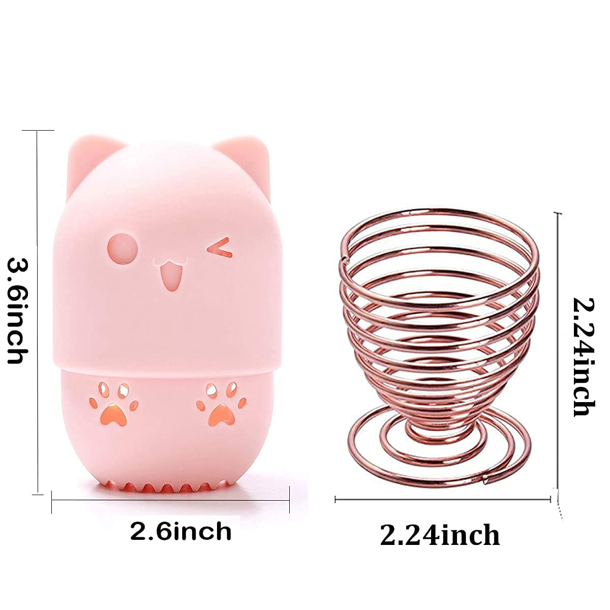 Makeup Sponge Holder, Beauty Sponge Holder + Makeup Blender Travel Case Beauty Sponge Blender Drying Stand & Storage Containers - Pink + Gold