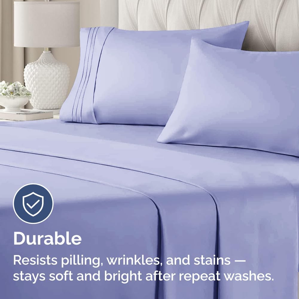 King Pillow Cases Set of 4 - Ultra Soft Hotel Quality Pillowcase Covers - Comfy, Cozy & Wrinkle Free - Shrinkage, Stain and Fade Resistant - Machine Washable Pillow Protectors - 4 Piece Set - Lavender