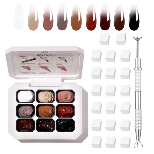 Ombre Gel Polish Nail Sponges for Ombre 9 Series Colorful Blush Effect Gradient painting gel ombre & pat paint for nails Multistyle French Manicure Nail Art DIY Home (A1, 1)