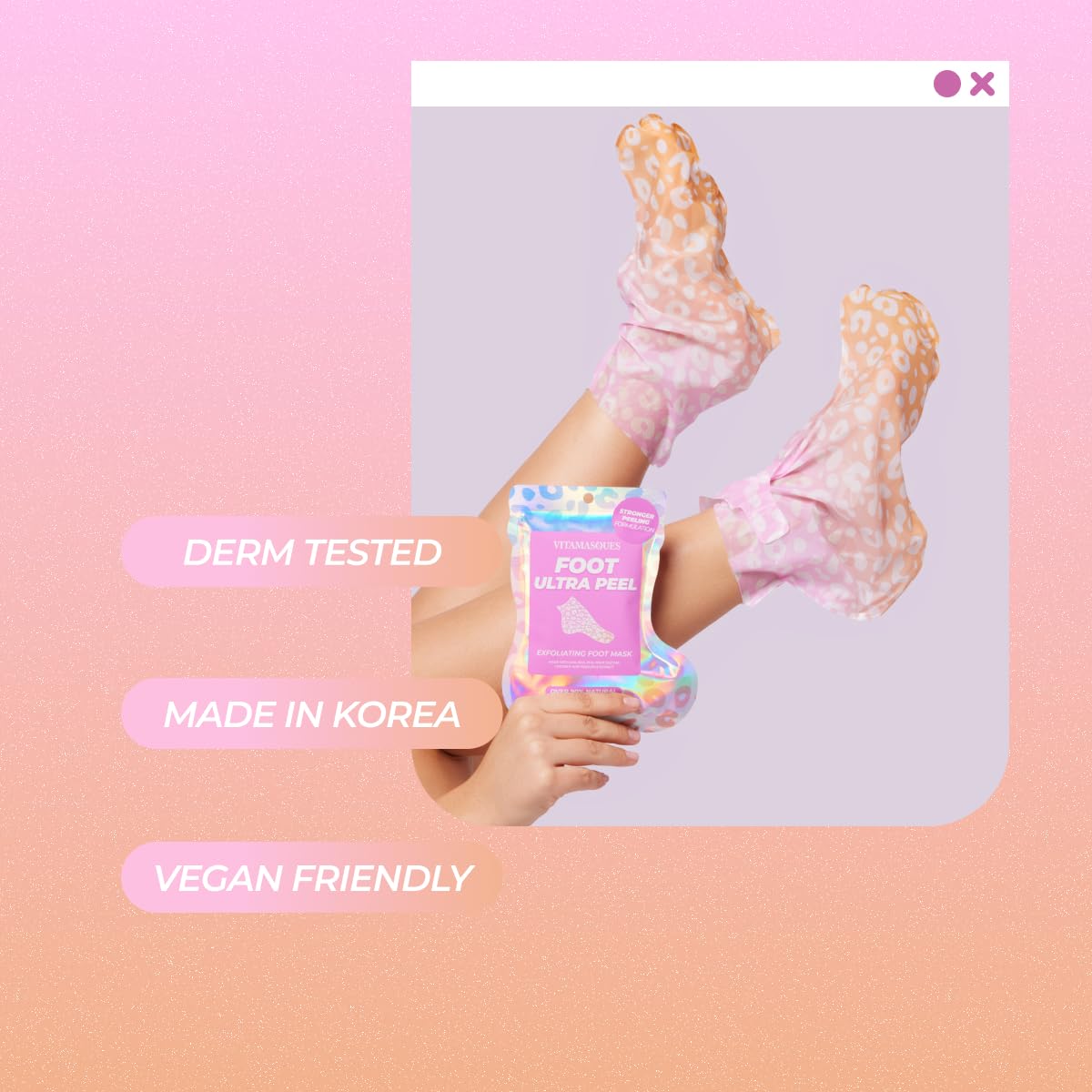 Vitamasques Foot Peeling Mask, 3 Pairs - Korean Exfoliating Foot Mask for Dry Cracked Feet & Callus Removal, Feet Peeling Masks that Remove Dead Skin for Soft Heels with Coconut & Pineapple Extract