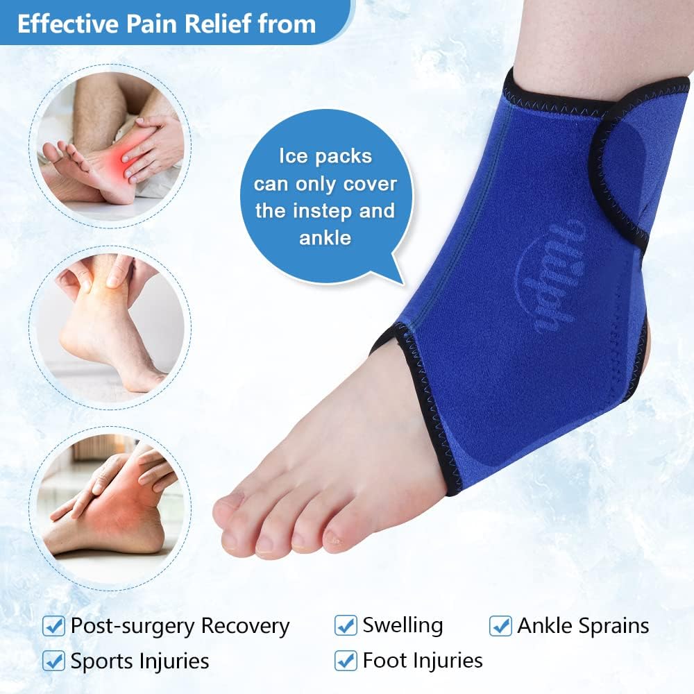 Hilph Ankle Ice Pack Wrap for Kids Women, Reusable Washable Ankle Brace with Hot Cold Therapy Gel Pack for Sprained & Broken, Swelling, Fractured, Bruises