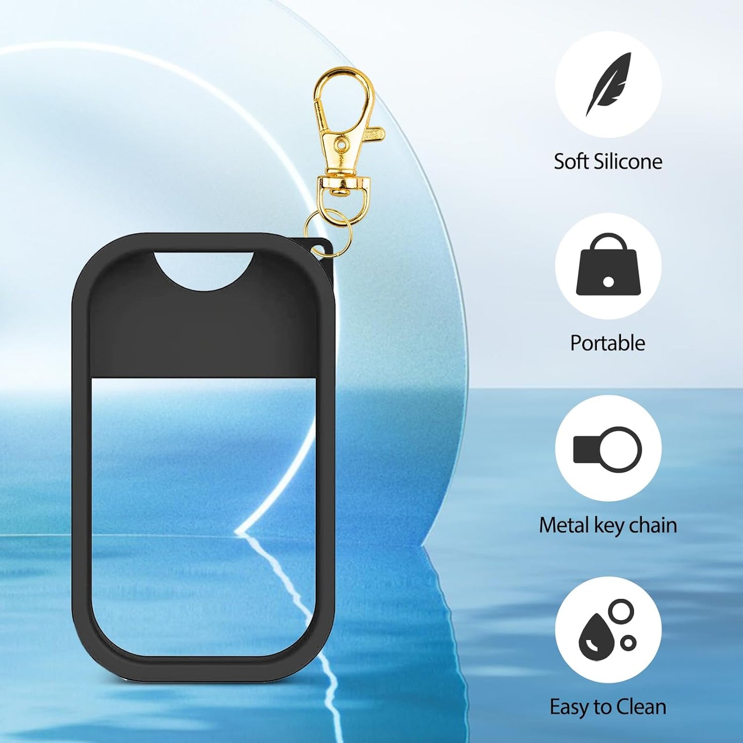 VANEST Silicone Case Compatible with Touchland Hand Sanitizer Spray, Protective Case with Keychain for Spray 1 fl oz