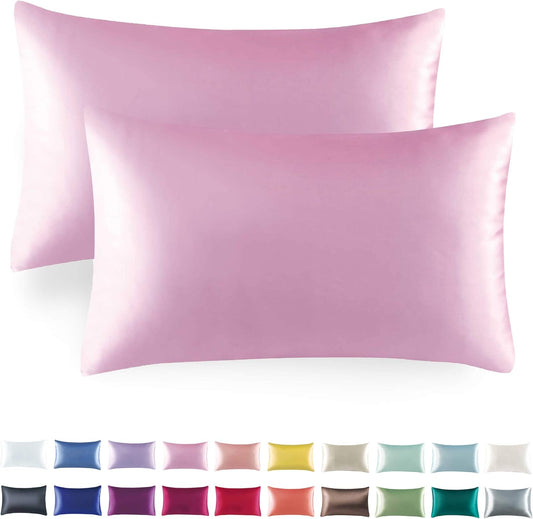 Tyfitb Satin Pillowcase Set for Hair & Skin Care – Cooling, Hypoallergenic, Anti-Frizz, Wrinkle-Free – Soft, Luxurious Pillowcases with Envelope Closure – 2-Pack, Standard Size 20x26, Gift-Ready