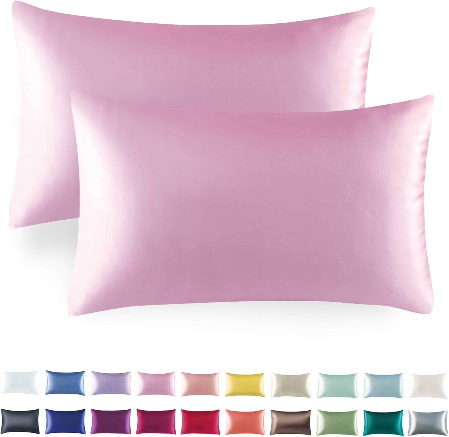 Tyfitb Satin Pillowcase Set for Hair & Skin Care – Cooling, Hypoallergenic, Anti-Frizz, Wrinkle-Free – Soft, Luxurious Pillowcases with Envelope Closure – 2-Pack, King Size 20x36, Gift-Ready