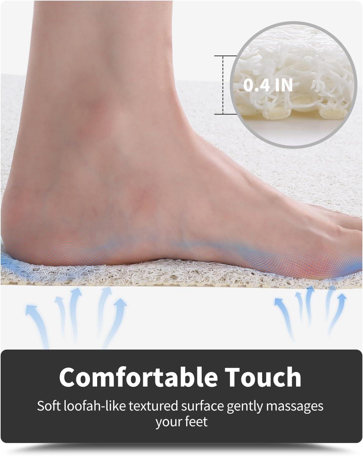 Non-Slip Bathtub Mat, 24x35 Inch Shower Mats for Bath Tub, PVC Loofah Bathroom Mats for Wet Areas, Quick Drying