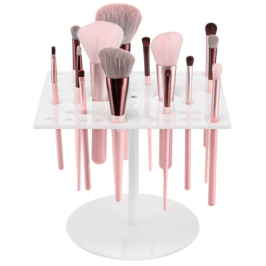 Jetec 54 Holes Acrylic Brush Holder Makeup Brush Drying Rack Collapsible Holder Stand for Acrylic Nail Lover(White)