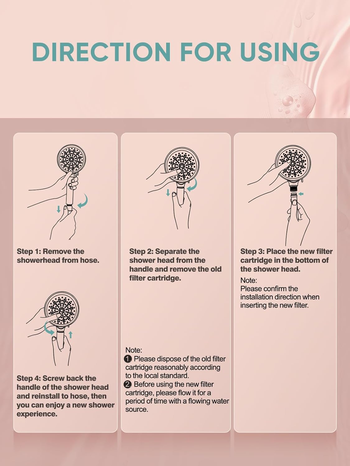 Cobbe 4 Pack Replacement Filters for Handheld Shower Head - UPGRADE FILTERING DURATION - Remove Chlorine - Reduces Dry Itchy Skin