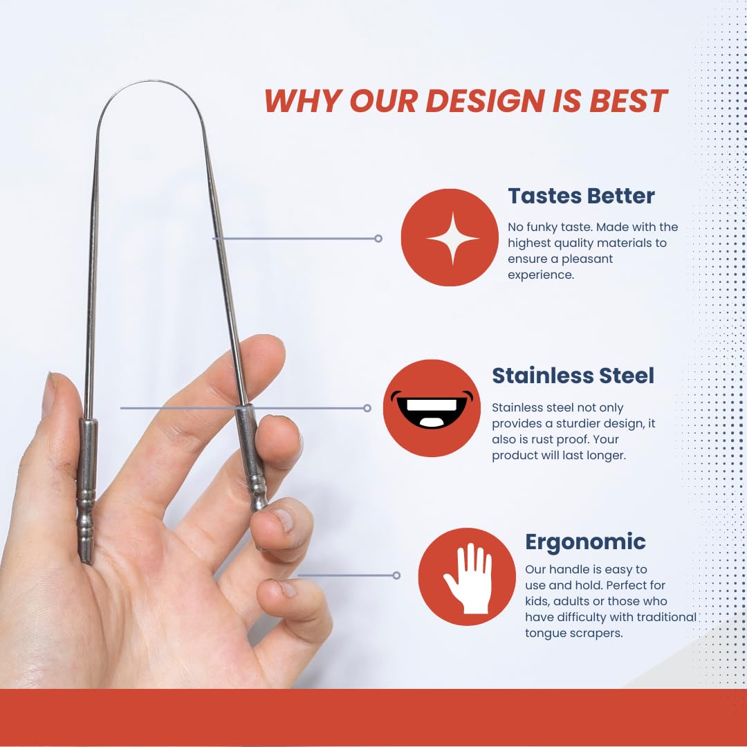 Metal Tongue Scraper for Adults with Travel Cases - 3 Pack, Tongue Cleaner for Adults with Travel Cases, 100% Stainless Steel Tongue Scraper for Bad Breath, Daily Hygiene, Oral Care