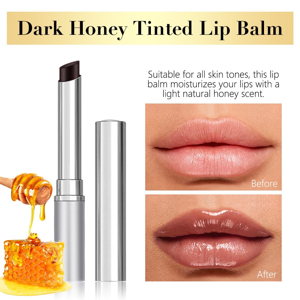 2Pcs Black Cherry Nude Tinted Honey Lip Balm, Sheer Hydrating Moisturizing Lipstick for All Skin Type, Natural Black Cherry Lip Tint Balm Moisturizing Nourishing Lipstick Long Lasting Waterproof