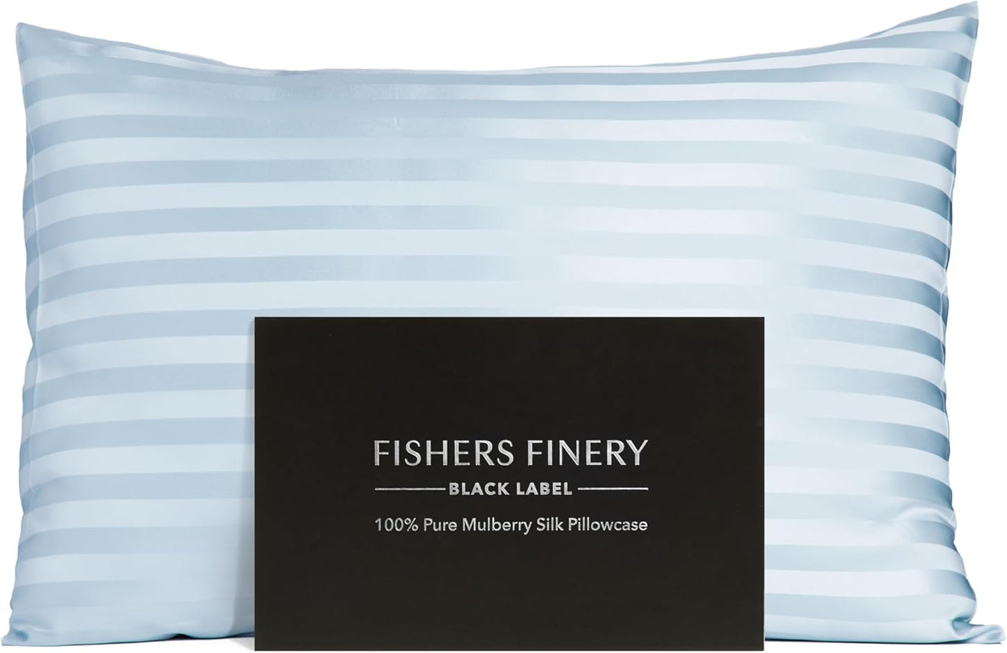 Fishers Finery 30mm 100% Pure Mulberry Silk Pillowcase, Quality Tested (Blue Stripe, King)