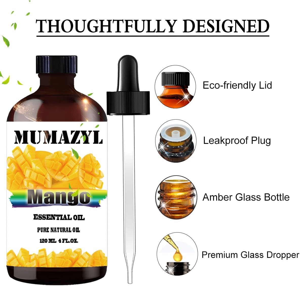 Mango Essential Oil, Mango Oil 4 Fl Oz 120ML for Diffuser Humidifier Yoga Cleaning DIY Candle Soap Making Essential Oils