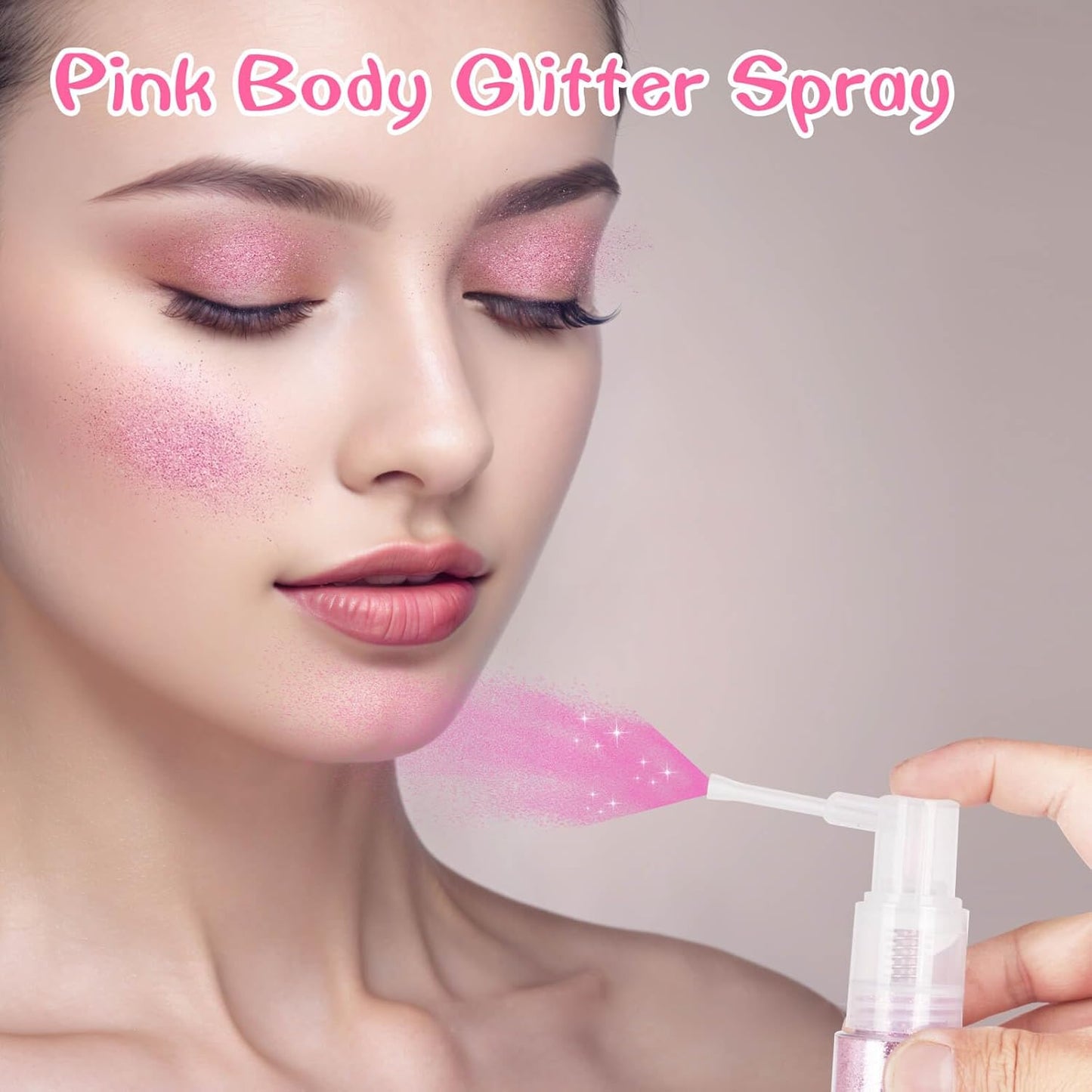 MEICOLY Pink Hair and Body Glitter Spray,25g/0.88OZ,Shinny Sparkle Glitter Spray for Clothes,Loose Shimmer Hairspray for Festival Rave Makeup/Stage Performance,Lightweight