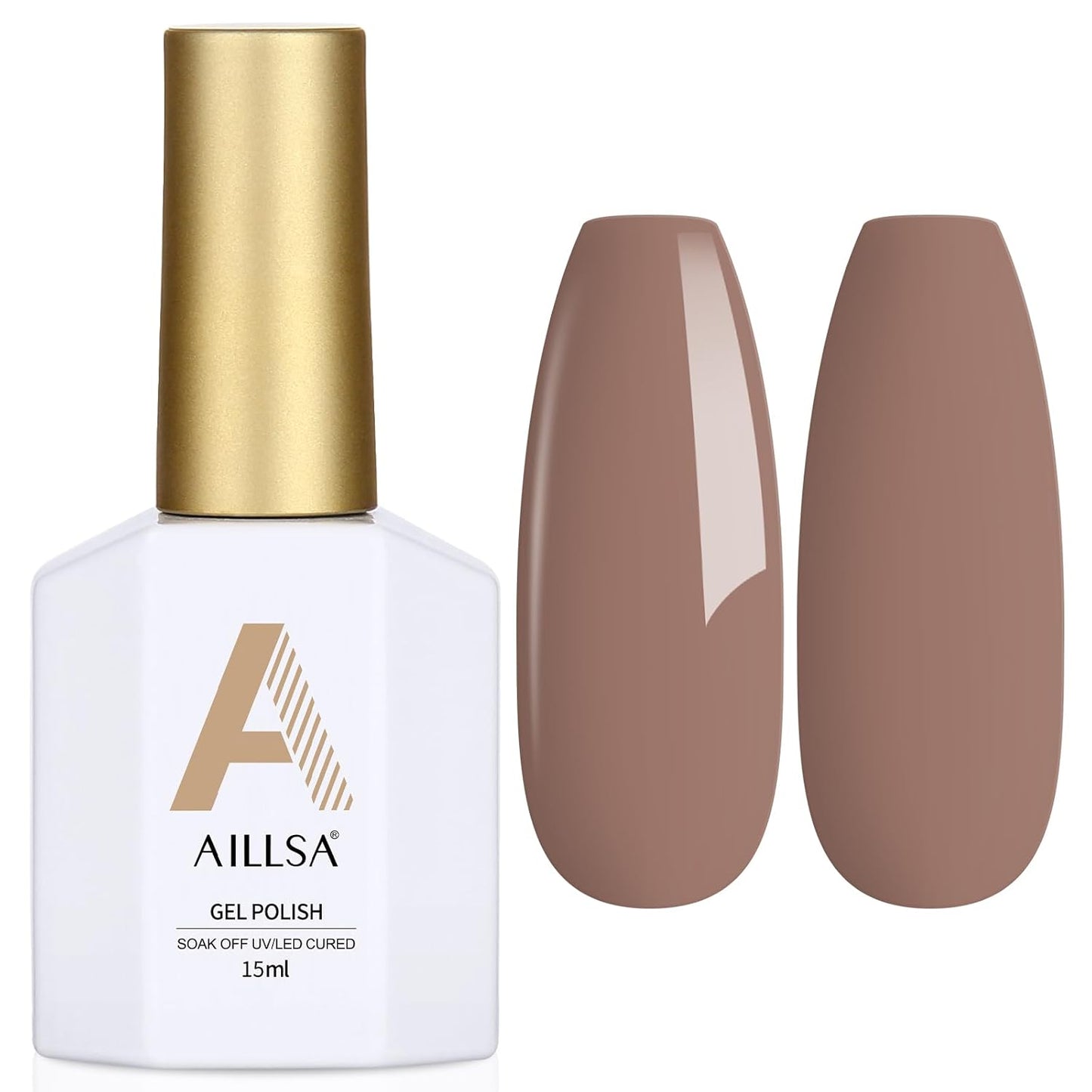 AILLSA Caramel Brown Gel Nail Polish Coffee Dark Nude Polish Fall Winter Color Jelly Gels Nail Polish Natural Sepia Long Lasting Soak Off U V Gel Nail Salon DIY Holiday Gifts for Women 0.51 Fl Oz/GF06