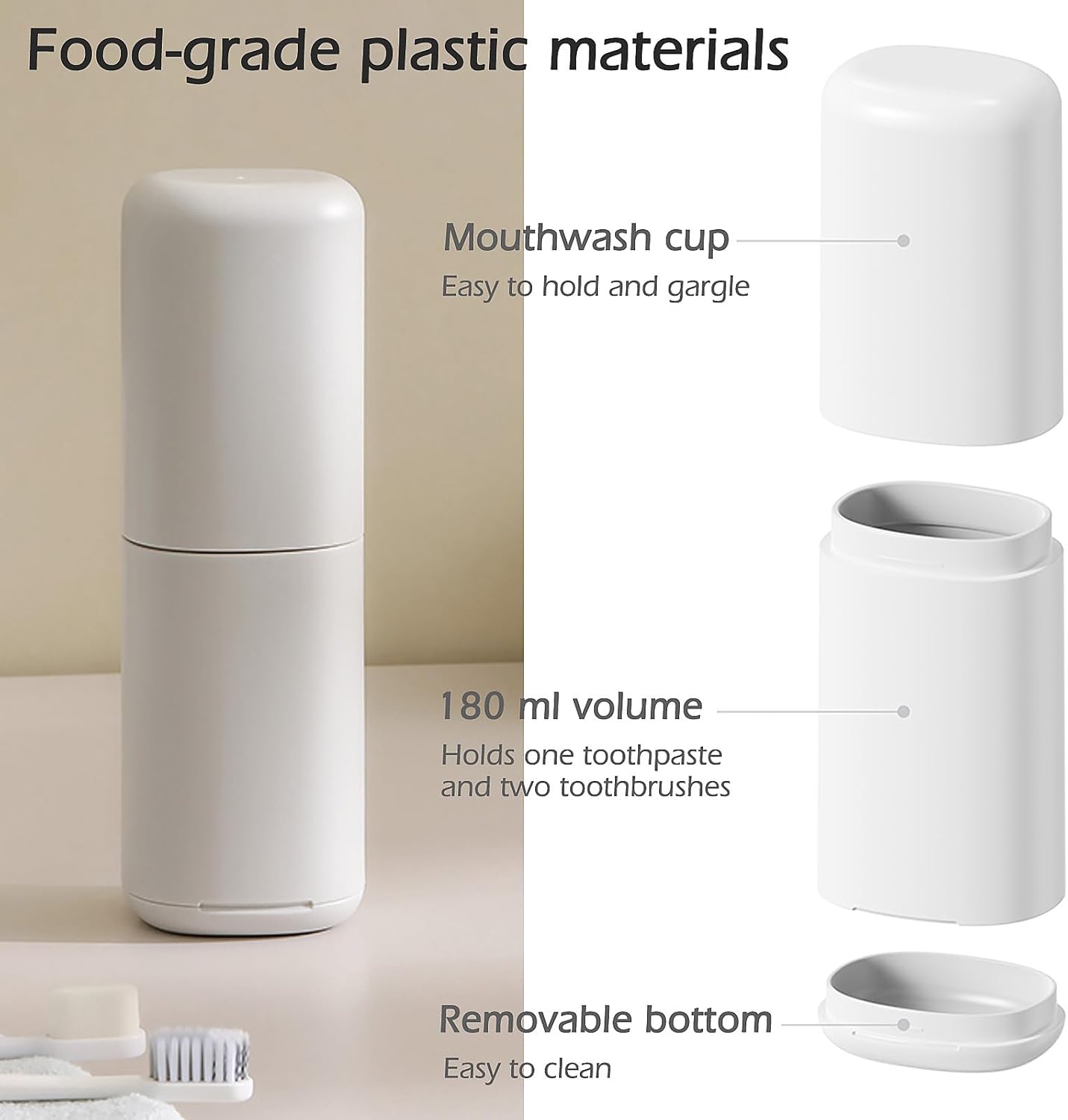 Toothbrush Travel Case，Portable Travel Toothbrush Holder，Toothbrush and Toothpaste Container for Traveling, Camping, Business Trip and School, Outdoor（1Pack）