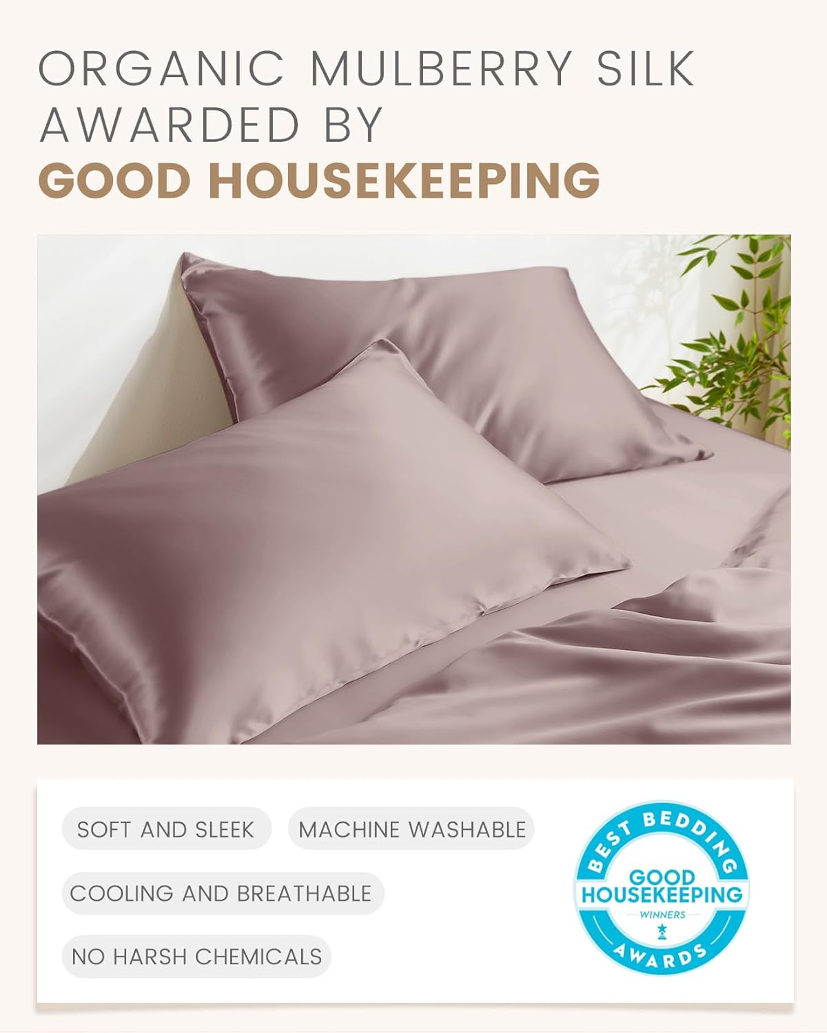 THXSILK Set of 2 100% Mulberry Silk Pillowcase for Hair and Skin, Grade 6A+ Mulberry Silk Pillow Cases Ultra-Soft, Hypoallergenic Pillow Case Cover with Zipper (California King 20"x40", Purple)