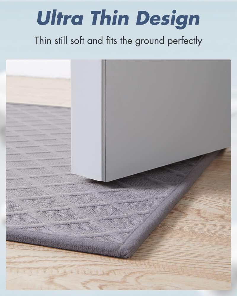 AMOAMI Ultra Thin Bathroom Rugs, Rubber Backed Bath Mats for Bathroom Non Slip, Absorbent Bathroom Mat for Floor, Shower, Sink (Grey, 24"x35")