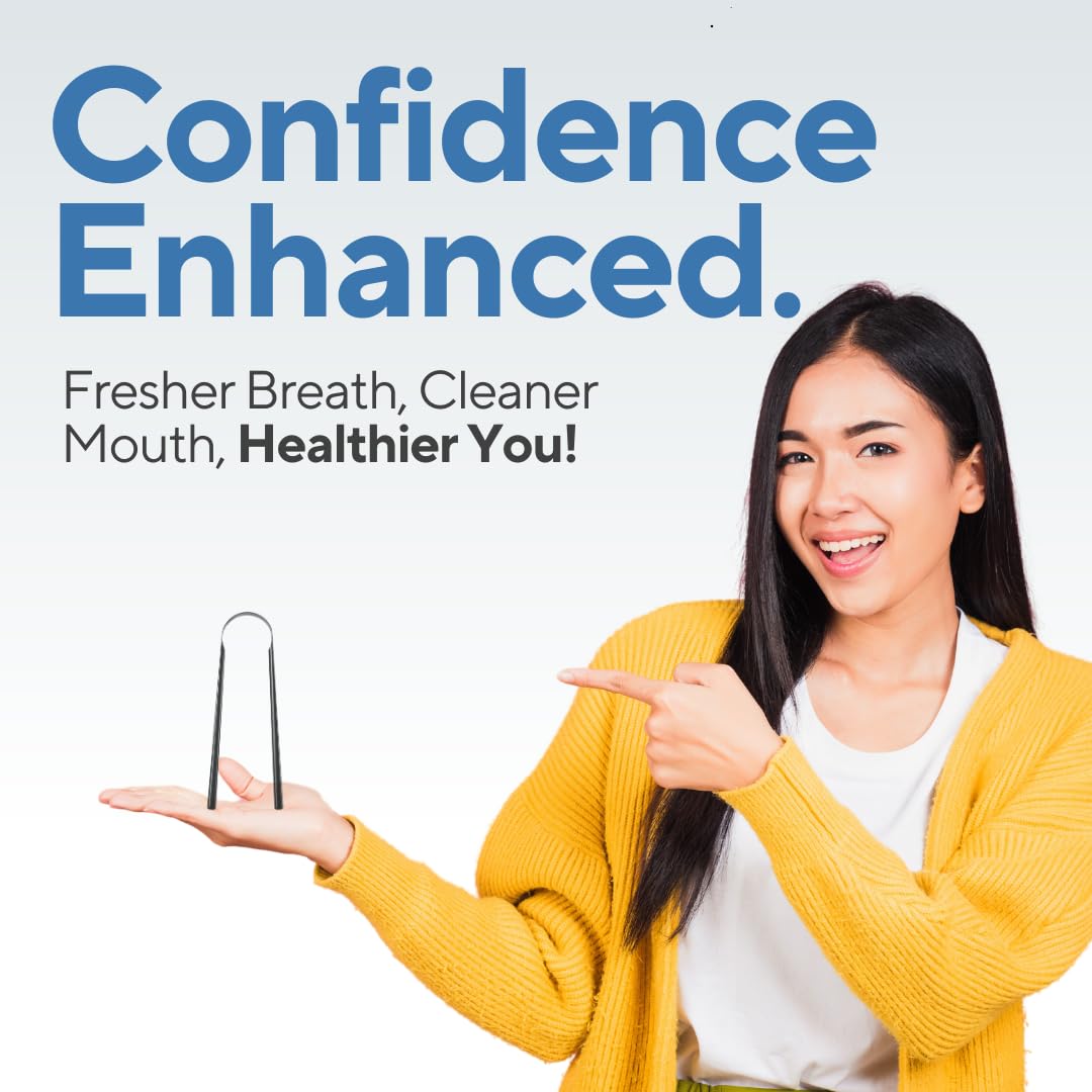 Tongue Scraper, Tongue Cleaner for Adults and Kids, Fights Bad Breath, Metal Tongue Scraper, Great for Oral Care, Oral Hygiene, Ayurveda Tongue Scraper, Hygiene Luxury Black Tongue Scraper. (3 Pack)