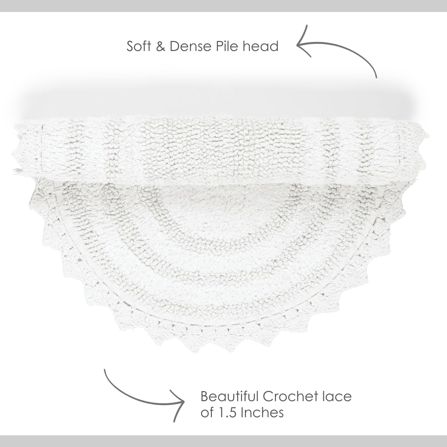 RAJRANG White Cotton Bathroom Rug Oval 21x34 Inch – Reversible Crochet Bath Mat for Bathroom, Entryway or Kitchen – Soft & Washable