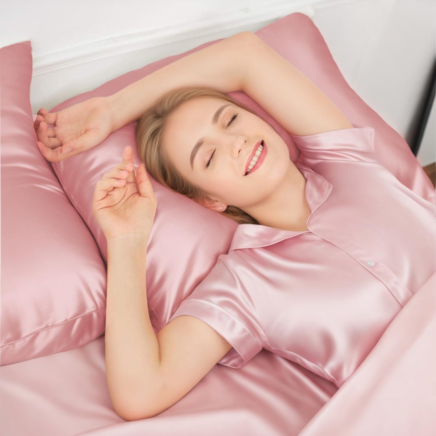 INSSL Silk Pillowcase for Women, Mulberry Silk Pillowcase for Hair and Skin and Stay Comfortable and Breathable During Sleep (Queen, Coral)