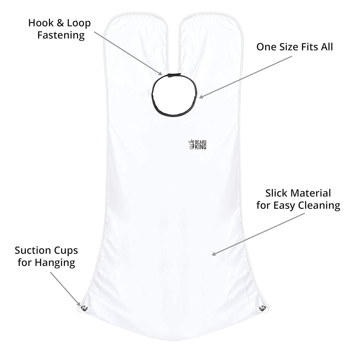 Beard King Beard Bib Apron - Shaving Set for Dad - As Seen on Shark Tank - Men's Hair Catcher for Shaving - Grooming Accessories, White