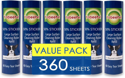 Large Surface Roller Refill for Scotch-Brite 50% Stickier Lint Roller, Works Great On Pet Hair (60 Sheets per Roll, 6 Pack)