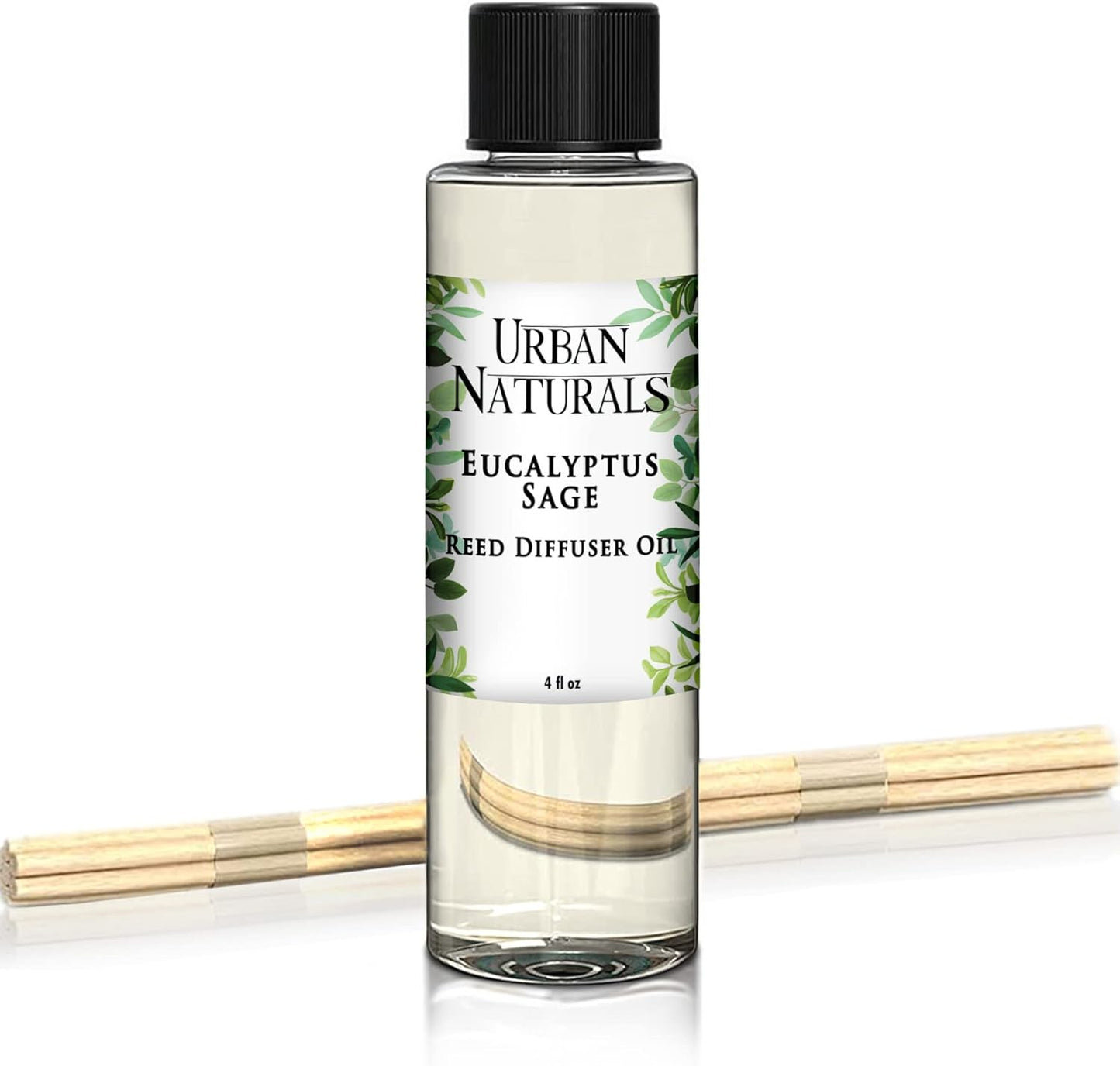 Urban Naturals Eucalyptus & Sage Oil Reed Diffuser Refill | Eucalyptus, Sage, Mint, Lime and Cedarwood| Includes a Free Set of Reed Sticks! 4 oz