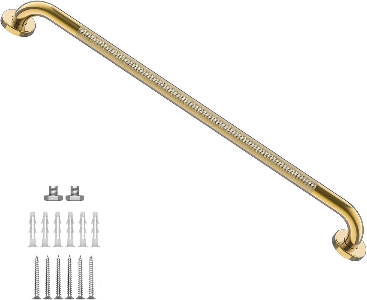 Gold Shower Grab Bar w/Anti-Slip Knurled Grip 36 Inch, Zepolu Wall Mounted Stainless Steel Bath Grab Bar,Safety Balanced Handrail, Handicap Injury Elderly Senior Assist Support Textured Handle