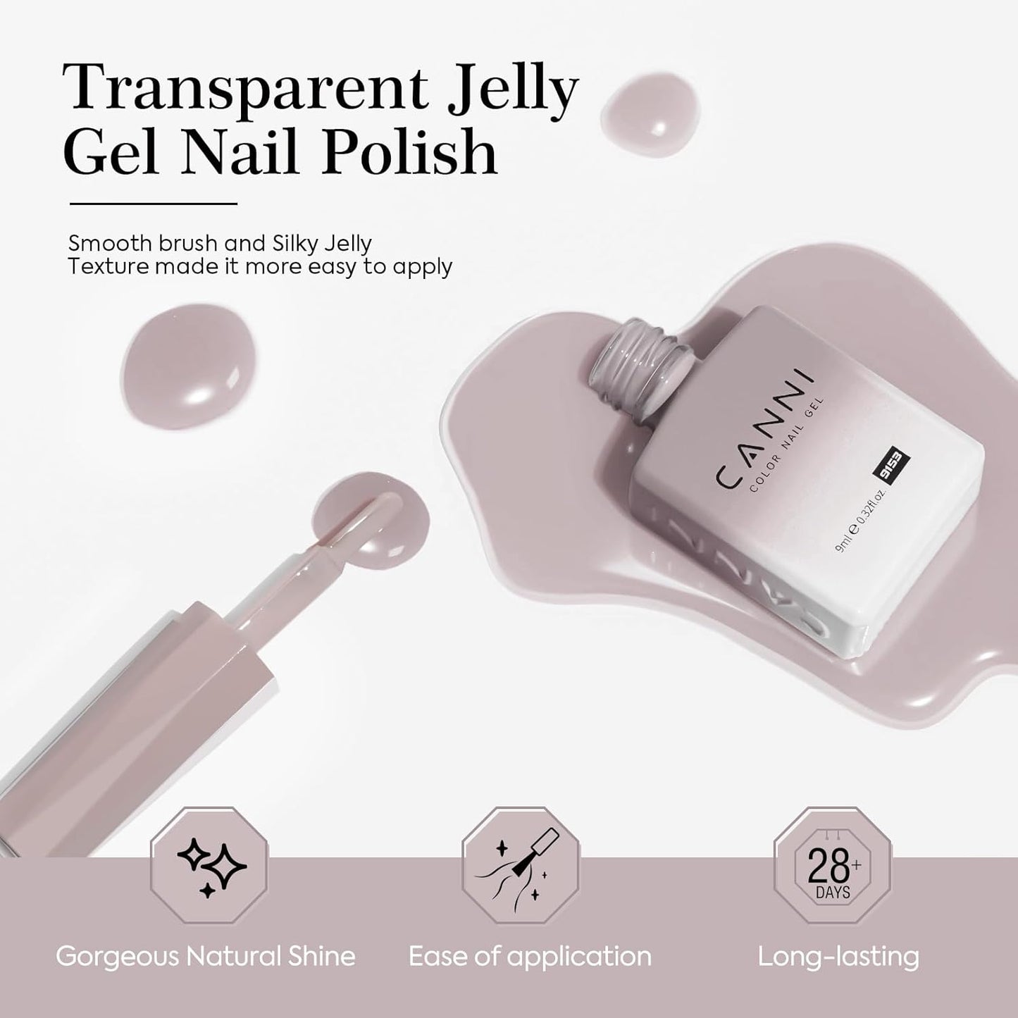 CANNI Jelly Nude Gel Nail Polish Set- 6 Pcs 9 Ml Neutral Transparent Jelly Pink Colors Gel Polish Kit, Soak Off LED Nail Gel Manicure Kit DIY at Home Salon Gifts