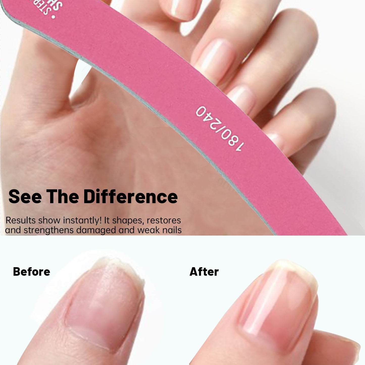 Nail File 20pcs Dual Sided Nail Files for Natural Nails Emery Boards Nail Filer for Acrylic Nail 180/240 Grit