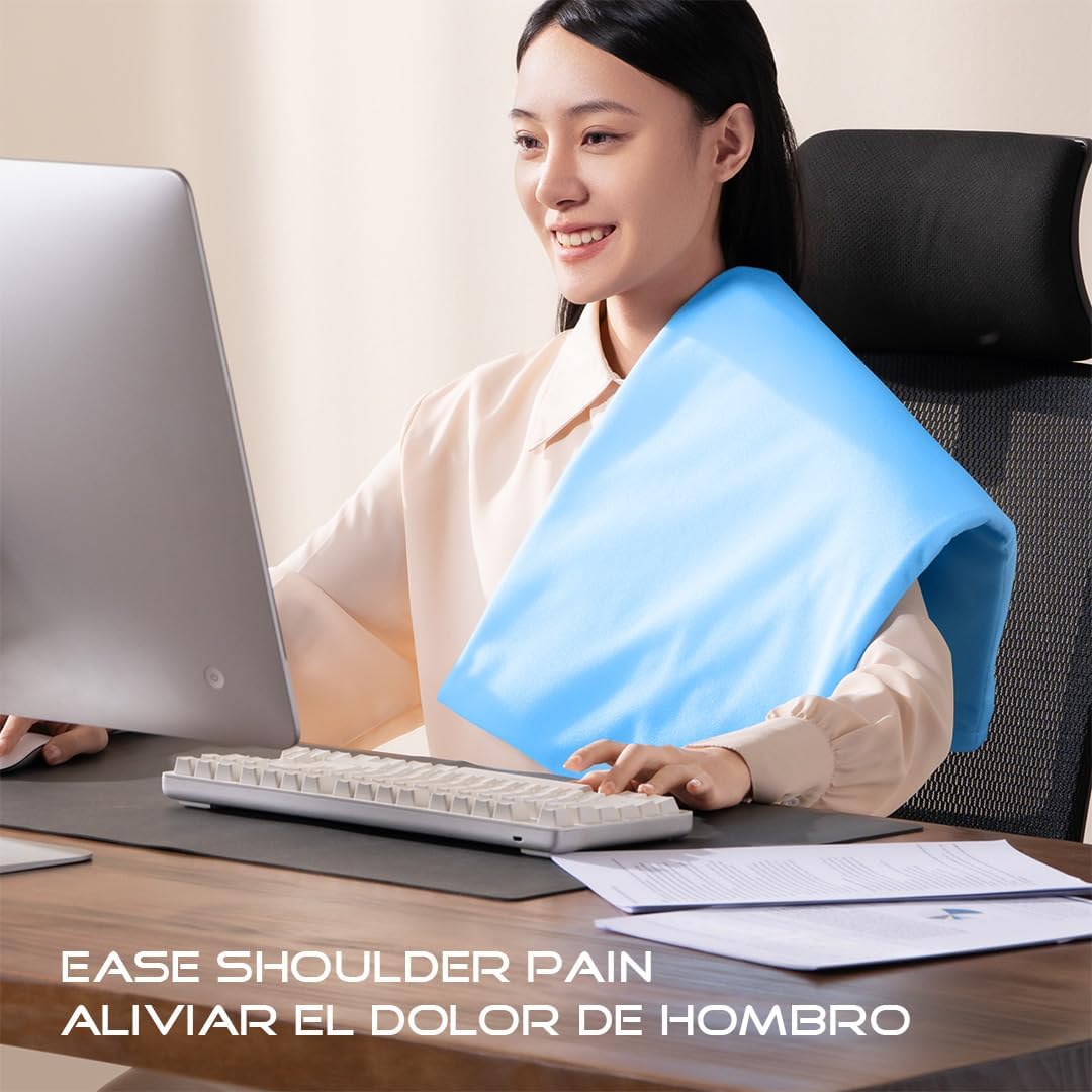 Boncare® Vinyl Large Heating Pad 3 Timers and Stay on for Back Pain Relief and Cramps, 4 Temperature Settings Hot Electric Heat Pad with Washable Cover Blue (12"x 24")