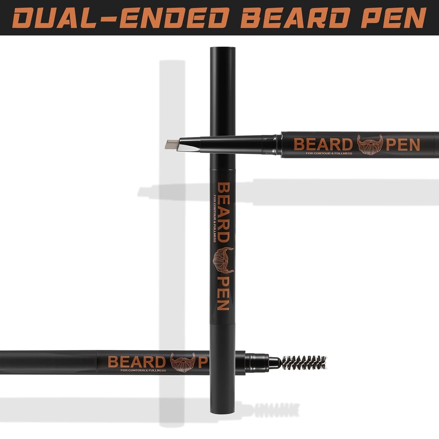 2pc Dual-Ended Beard Pencils: Spiral Brush & Wax for Precise Styling, Shaping - Natural Look for Beard, Mustache & Brows