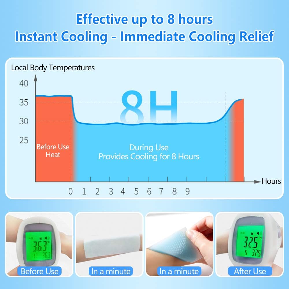 16 Sheets Baby Cool Pads for Kids Fever Discomfort & Pain Relief, Cooling Relief Fever Reducer, Soothe Headache Pain, Pack of 16