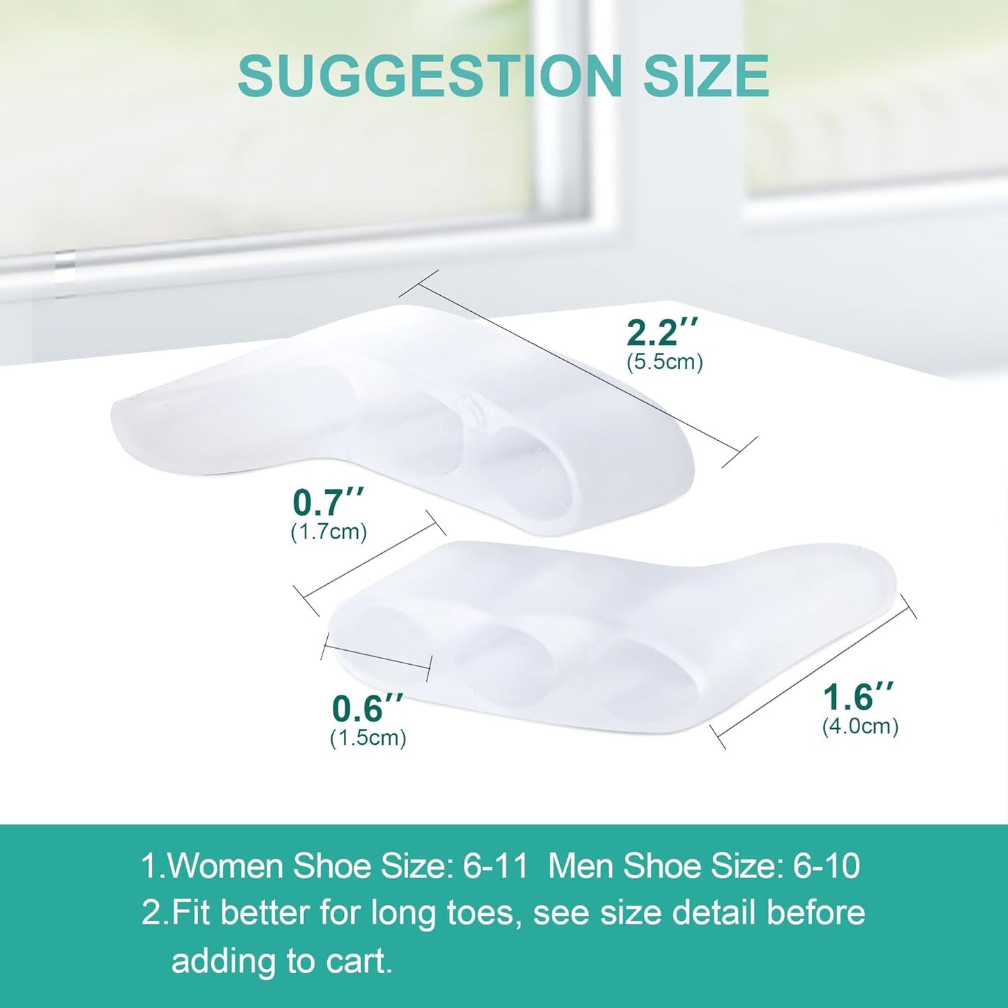 Welnove Gel Pinky Toe Separators - 8 Pack Pinky Toe Spacers, Bunion Cushions Pads for Women＆Men, Silicone Little Toe Protectors for Preventing Rubbing & Relieve Pressure(Clear)