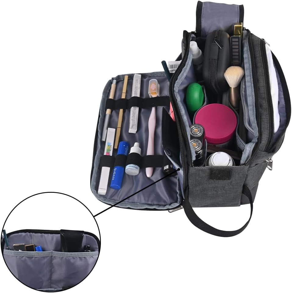 Toiletry Bag for Men Travel Essentials Shaving Dopp Kit Mens Toiletry Travel Bag for Grooming Water Resistant Cosmetic Bag Grey