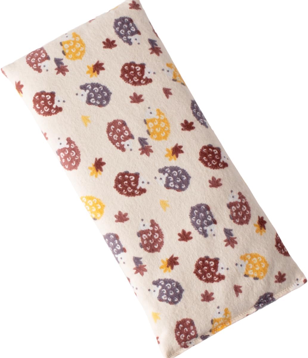 Microwave Heating Pad Filled With Flax Seed and Choice of Dried Herbs, Herbal Cold Pack, Good Size for Back Pain and Cramps, Hot and Cold Therapy, 6" x 12" (Yellow Hedgehog, Lavender & Chamomile)