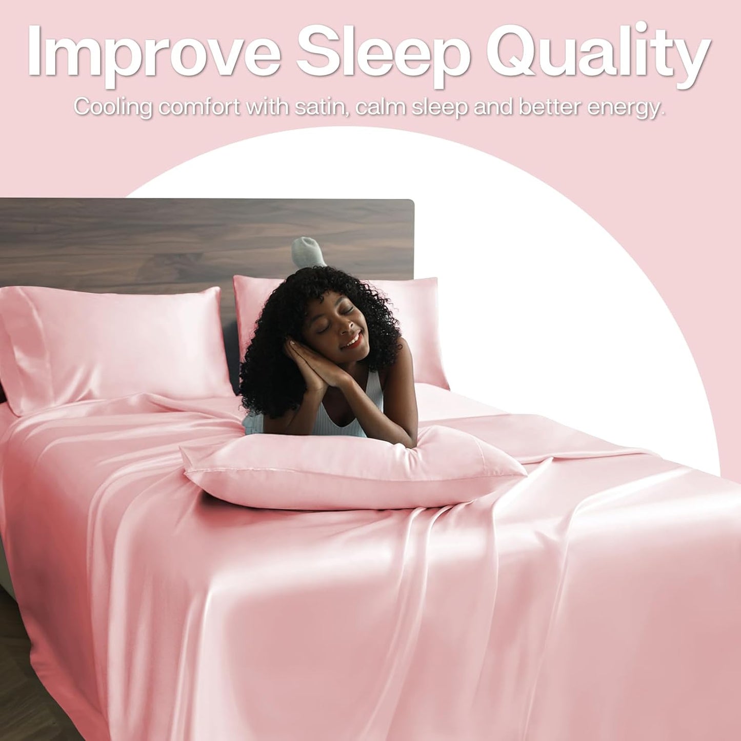 MR&HM Satin Pillowcase for Hair and Skin, Silk Satin Pillowcase 2 Pack, King Size Pillow Cases Set of 2, Silky Pillow Cover with Envelope Closure (20x36, Light Pink)