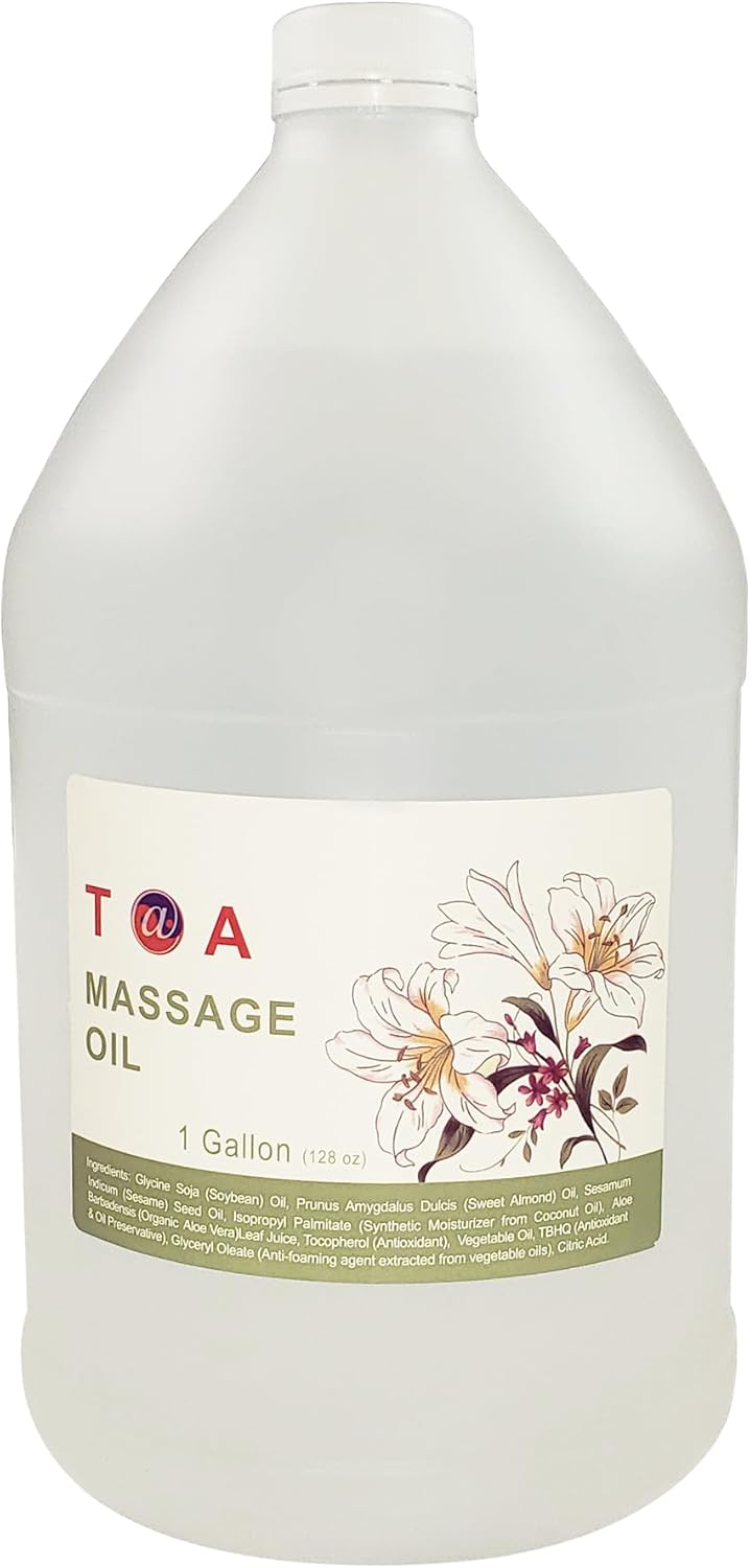TOA Soothing Hydrating Natural Body Spa Massage Mineral Oil for Professional Massage Therapists Unscented Bottle, 1 gal