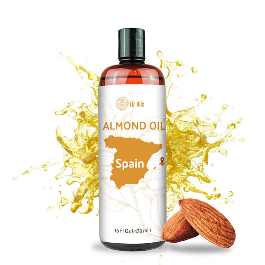 Sweet Almond Oil (16 oz) - for Skin and Hair - Carrier Oil for Essential Oils Mixing - From EIR Oils' Farm in Mallorca, Spain - 2 Packs
